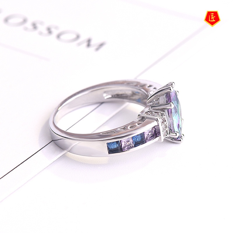 [Ready Stock]Simple Stylish Colorful Gem Amethyst Ring