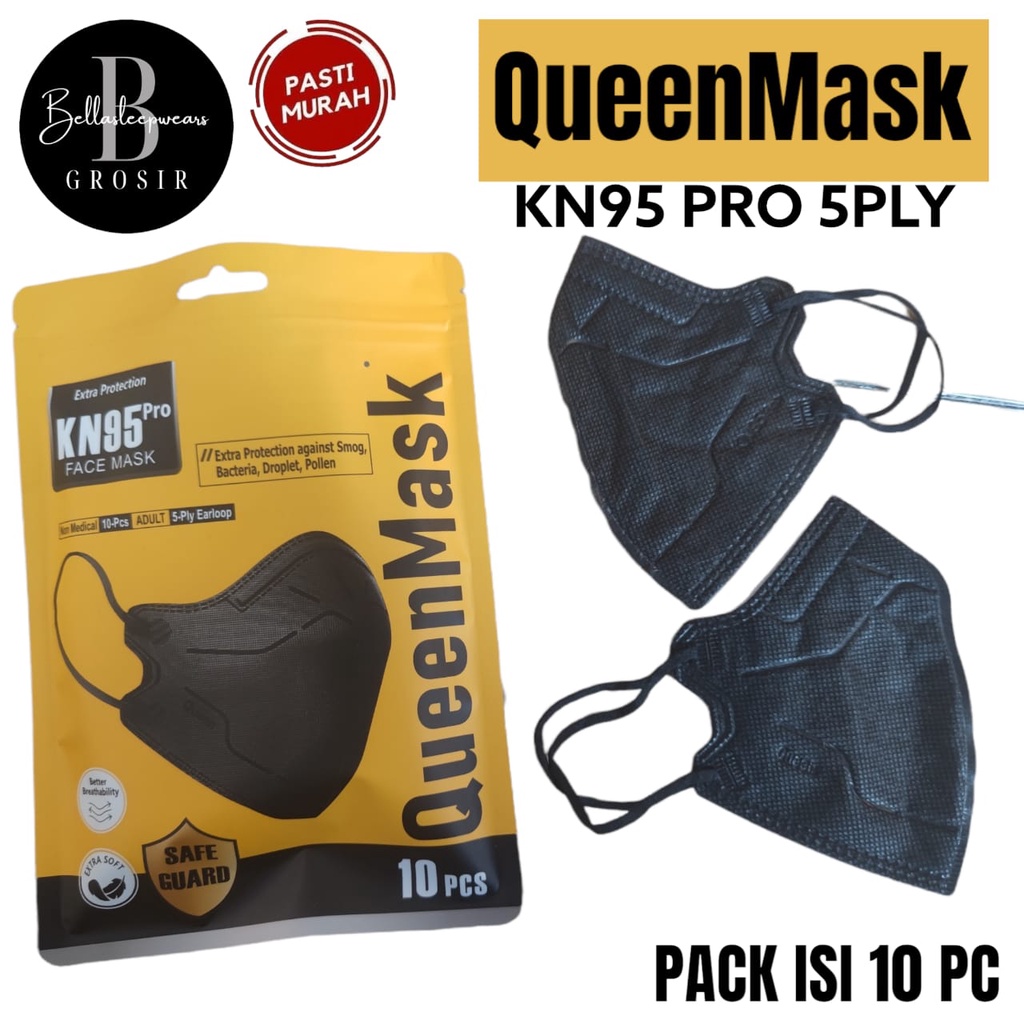 BLACK KN95 QUEEN MASK 6PLY - MASKER KN95 NEW KOREA DESIGN QUEENMASK