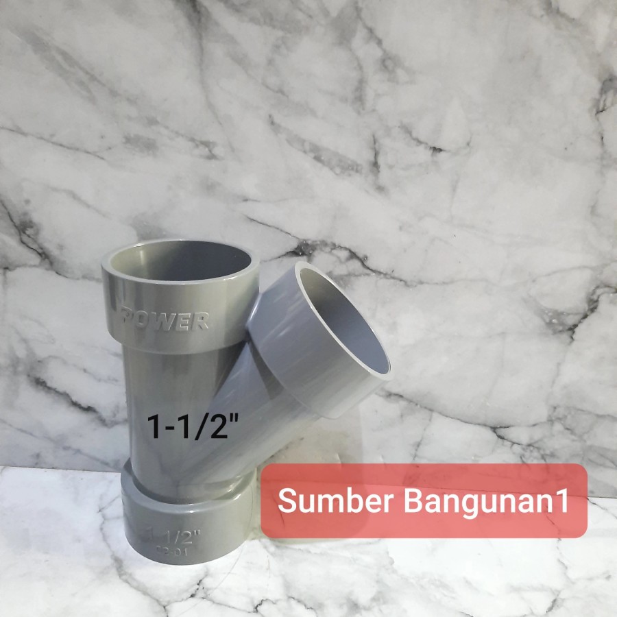 Tee Y 1-1/2 inch sambungan pipa pralon T 1.5" cabang 3 kecil