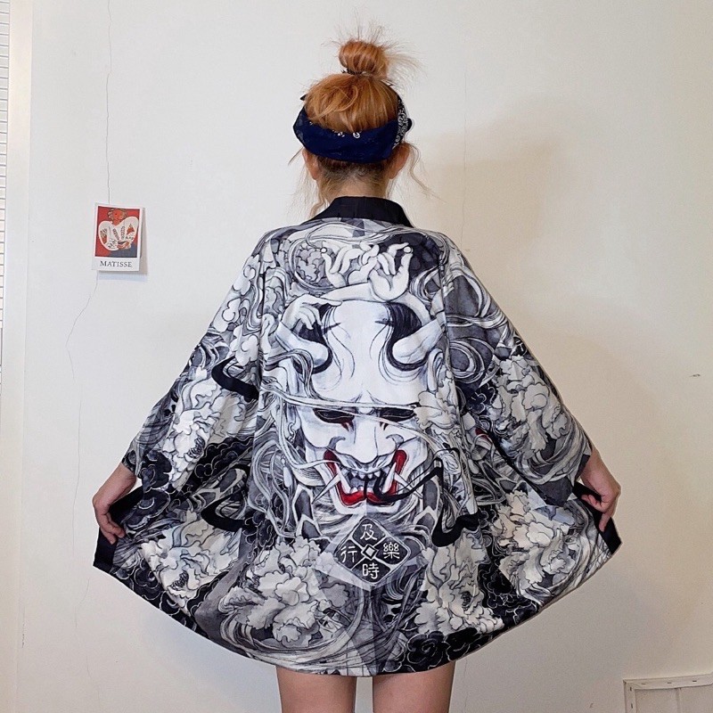 RE25 KIMONO HAORI IMORT PRIA WANITA JEPANG HARAJUKU HAREM HANFU DEVIL ORIGINAL CARDINGAN LOOSE