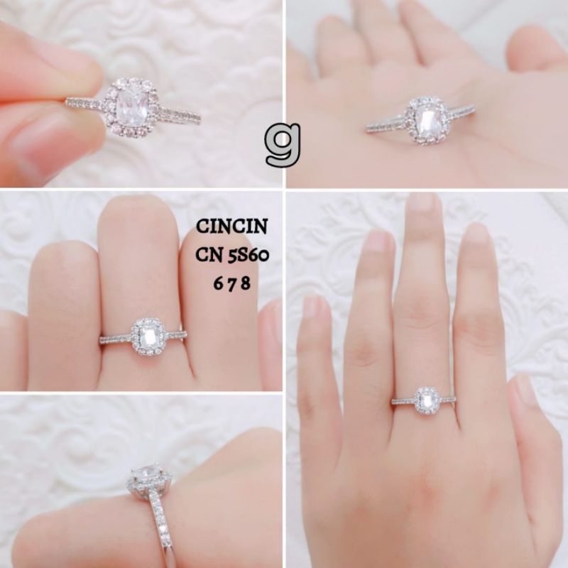 Cincin Titanium Permata Solitaire Cincin Wanita