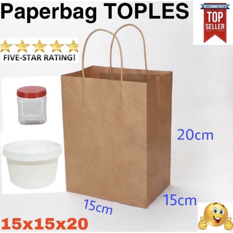 

(HARGA UTK 20 PCS) Paperbag toples 15x15x20, paperbag paper bowl, paperbag take away