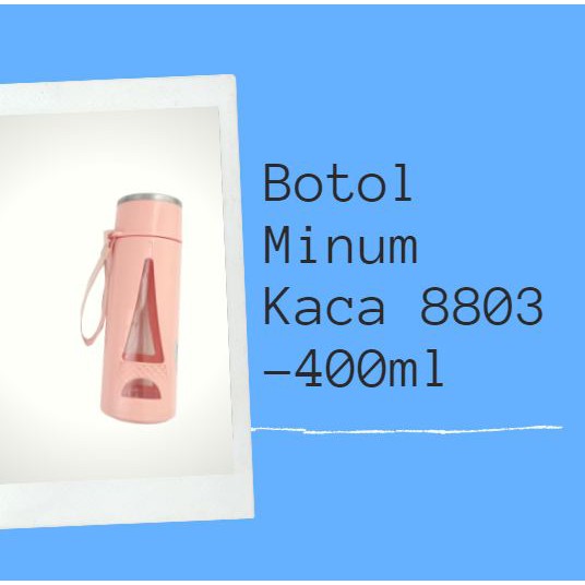 No 8803 Botol Minum Kaca  400 ML Termurah / Botol Minum Tumbler  Lucu
