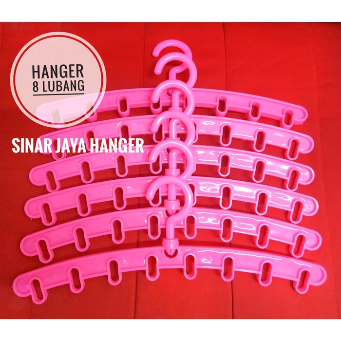 Hanger 8 Lubang warna pink plastik