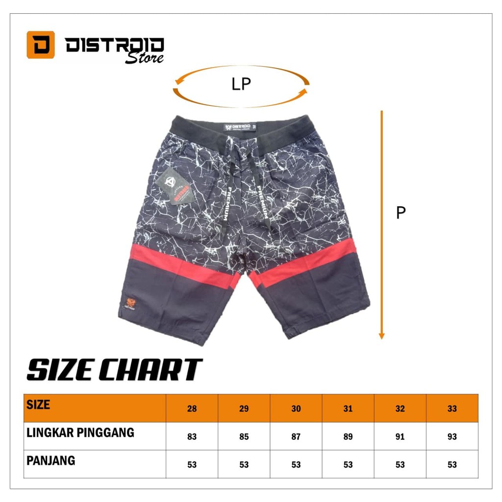 Celana Pendek Pria Surfing Distro Premium Pantai Santai kolor Rib Motif P.A Hitam 6 Size 28-33