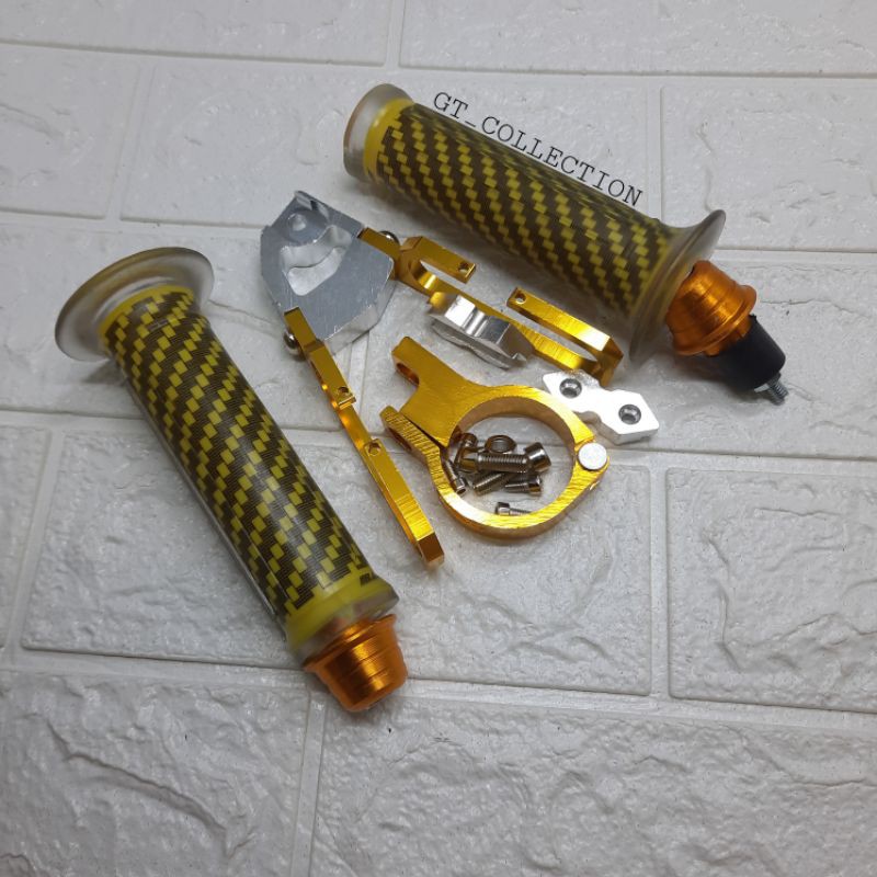 Paket Variasi Motor Kleman Selang Model V + Handgrip Karbon + Jalu Stang Matic SEMUA MOTOR BISA