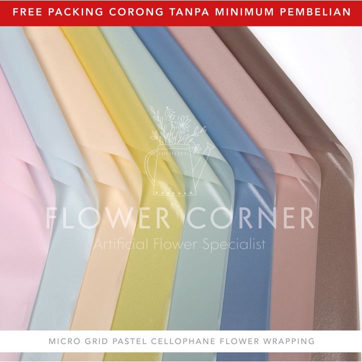 

5 LEMBAR Micro Grid Pastel Cellophane Flower Wrapping Paper Kertas Buket Bunga (FW011)