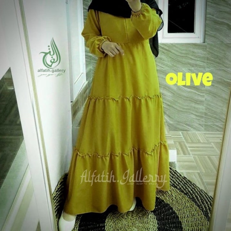 Gamis rempel susun luar | dress rempel susun polos simpel