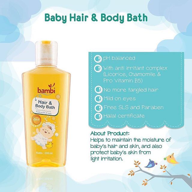 BAMBI Baby Hair &amp; Body Bath 2in1 | Sabun dan Shampoo Bayi (Tersedia varian ukuran)