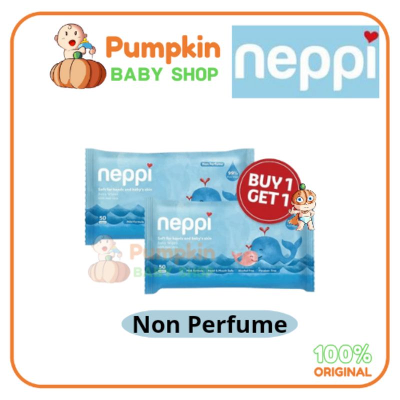 NEPPI Tissue Basah Baby Wipes Non Perfume 50sheets Buy 1 Get 1