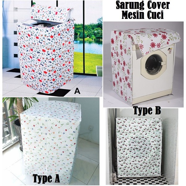 Sarung Cover Pelindung Mesin Cuci PEVA Motif Buka Atas Tipe A Mesin Cuci 1 2 Tabung Top Loading