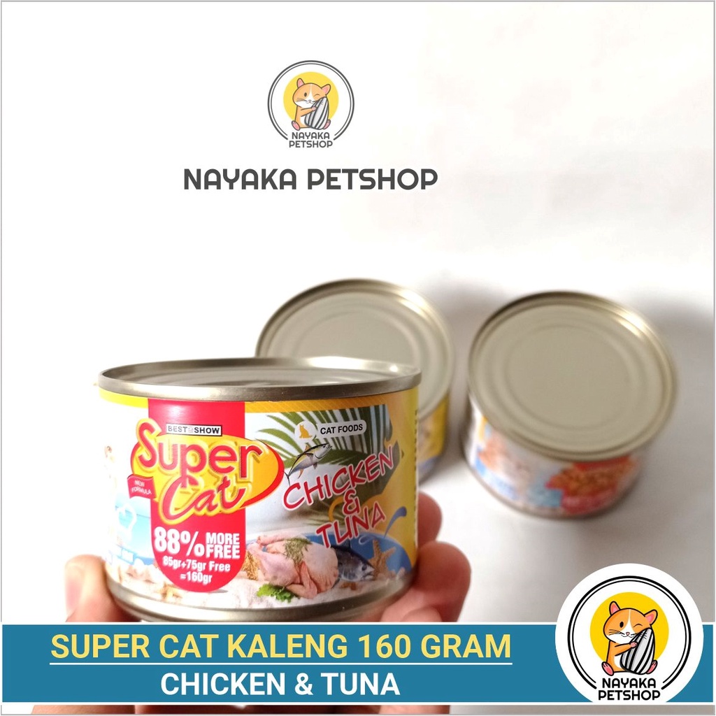 Supercat Kaleng 160 gr Chicken Tuna Adult Pakan Kucing Basah Super Cat Makanan Wet Food