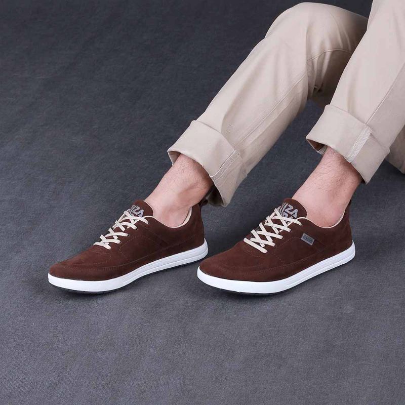 PROMO COD TERMURAH Sepatu Casual Sneakers Pria Coklat Tua | Sepatu Cowok Keren Kulit Distro | Sepatu Kets Sekolah Kuliah Kerja