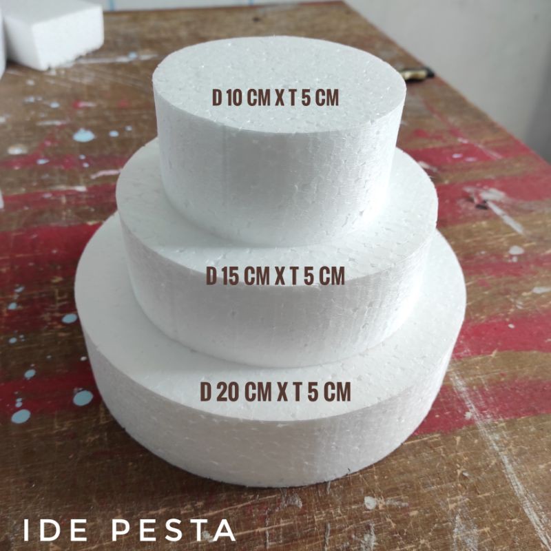 STYROFOAM BULAT untuk DUMMY CAKE - sterofoam alas tumpeng alas kue - cupcake