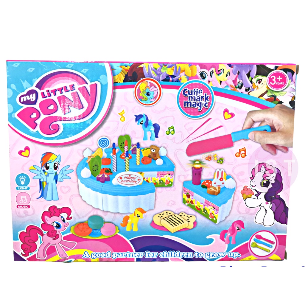 mwn.toys MAINAN KUE POTONG DIY BIRTHDAY FRUIT CAKE KUDA PONI BESAR No.300-1A