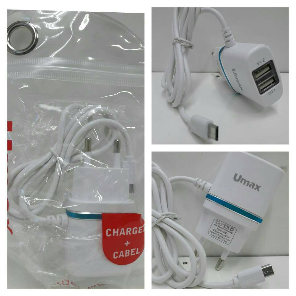 Charger UMAX U2 2.1A with 2 usb + 3 Output - Good Quality  Bagikan :  CHARGER