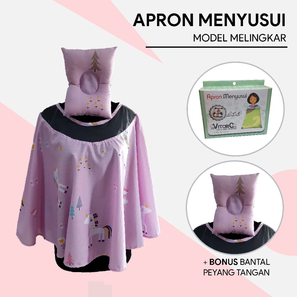 VITORIO apron menyusui melingkar / nursing cover melingkar free bantal lengan