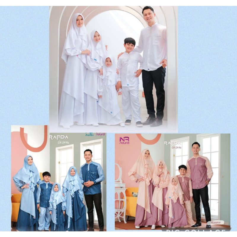 Gamis Set Jilbab Rafda Ied Series Original Nubi Noura Sarimbit Couple Keluarga Baby Anak Kids Remaja