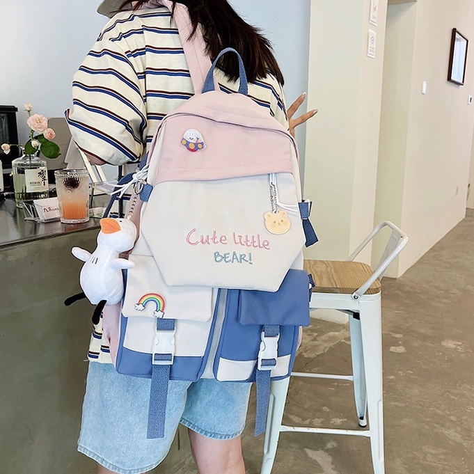 Mismi Cecile Bag - Tas Ransel Wanita Korea Cute Backpack Anak Sekolah Perempuan Stylish kualitas Import - 14C-3