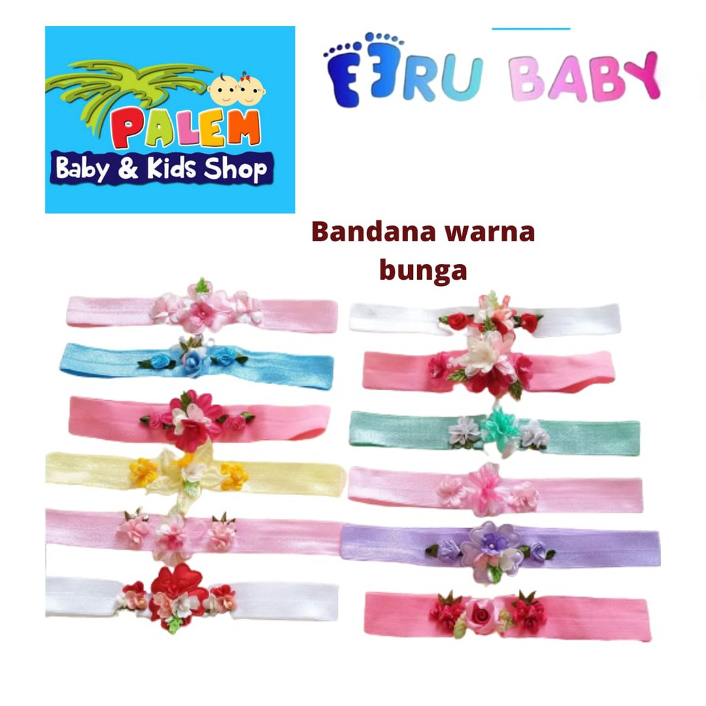 eeru baby bandana baby warna bunga usia 0+ bulan/bando bayi