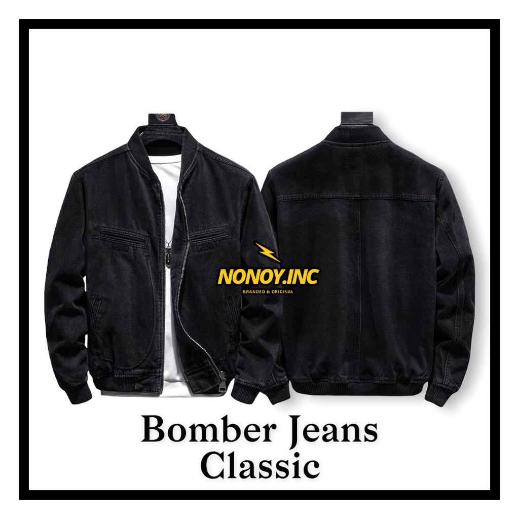 Jaket Bomber Jeans Denim Hitam Clasic|Jaket Jeans Denim New Fashion| Bomber Jeans Denim