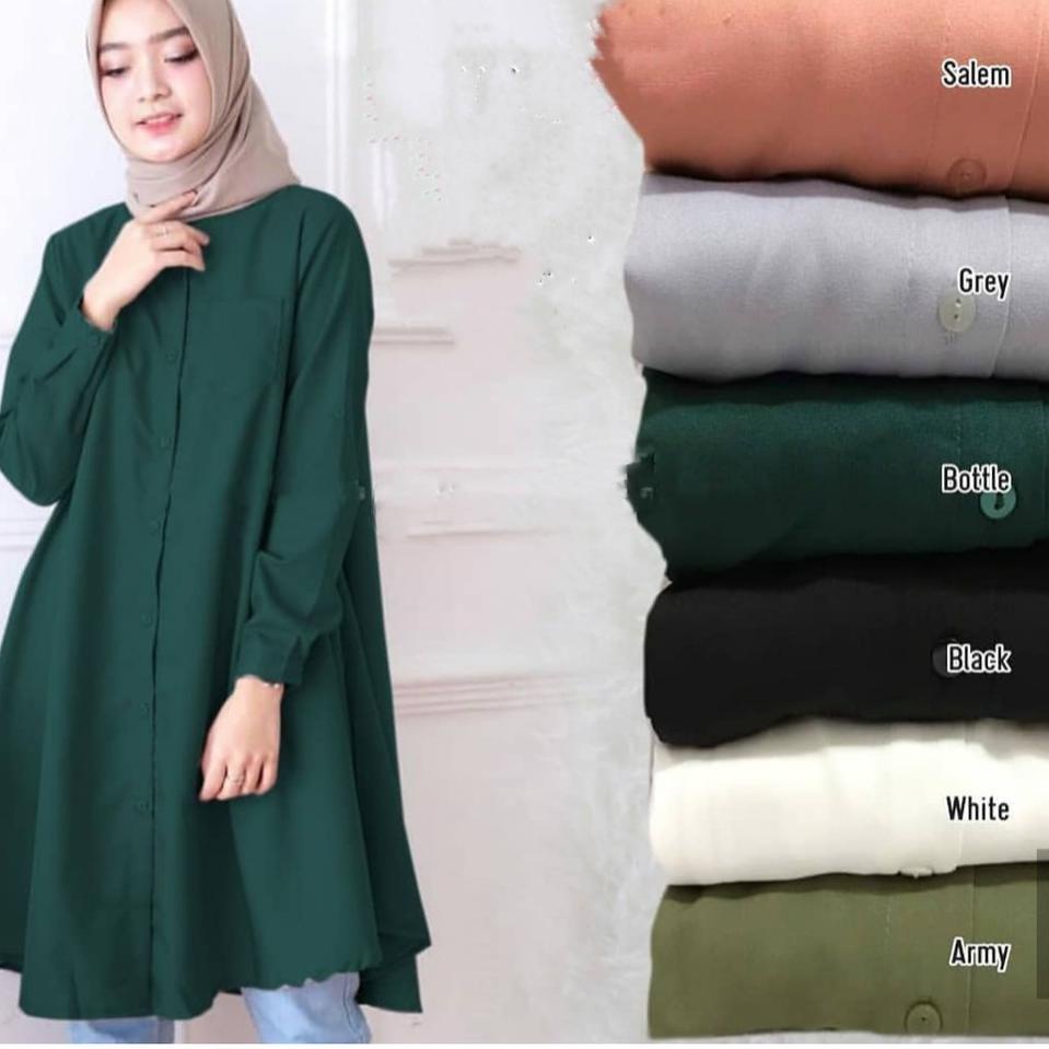 TERBAIK Baju tunik wanita terbaru 2022 //Atasan tunik putih//Risda tunik kemeja putih polos kekinian
