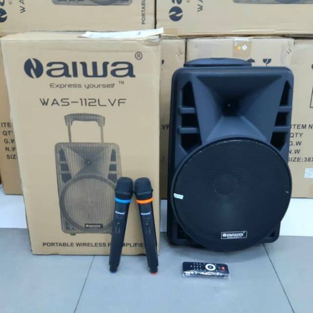 Speaker portable wireless Aiwa 12 Inch free 2 Microphone wireless