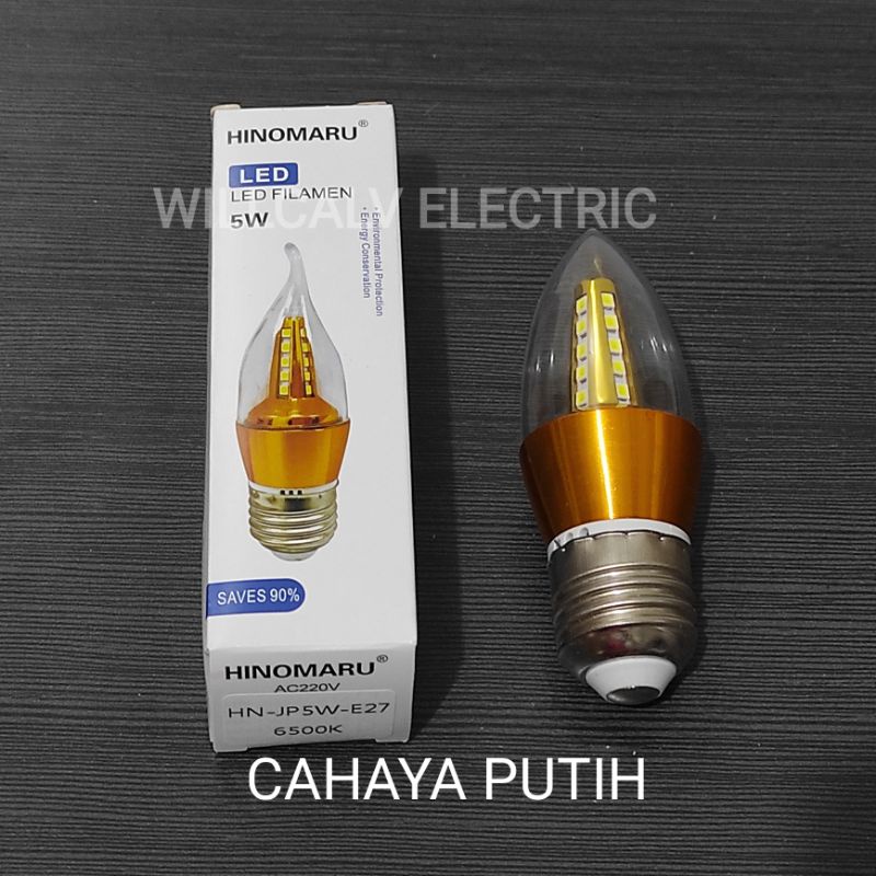 LAMPU CANDLE LED / LAMPU FILAMEN / LAMPU LILIN 5W 5 WATT FITING E27 CAHAYA PUTIH