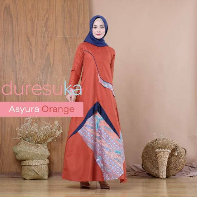 Asyura Dress - gamis kombinasi batik, gamis toyobo