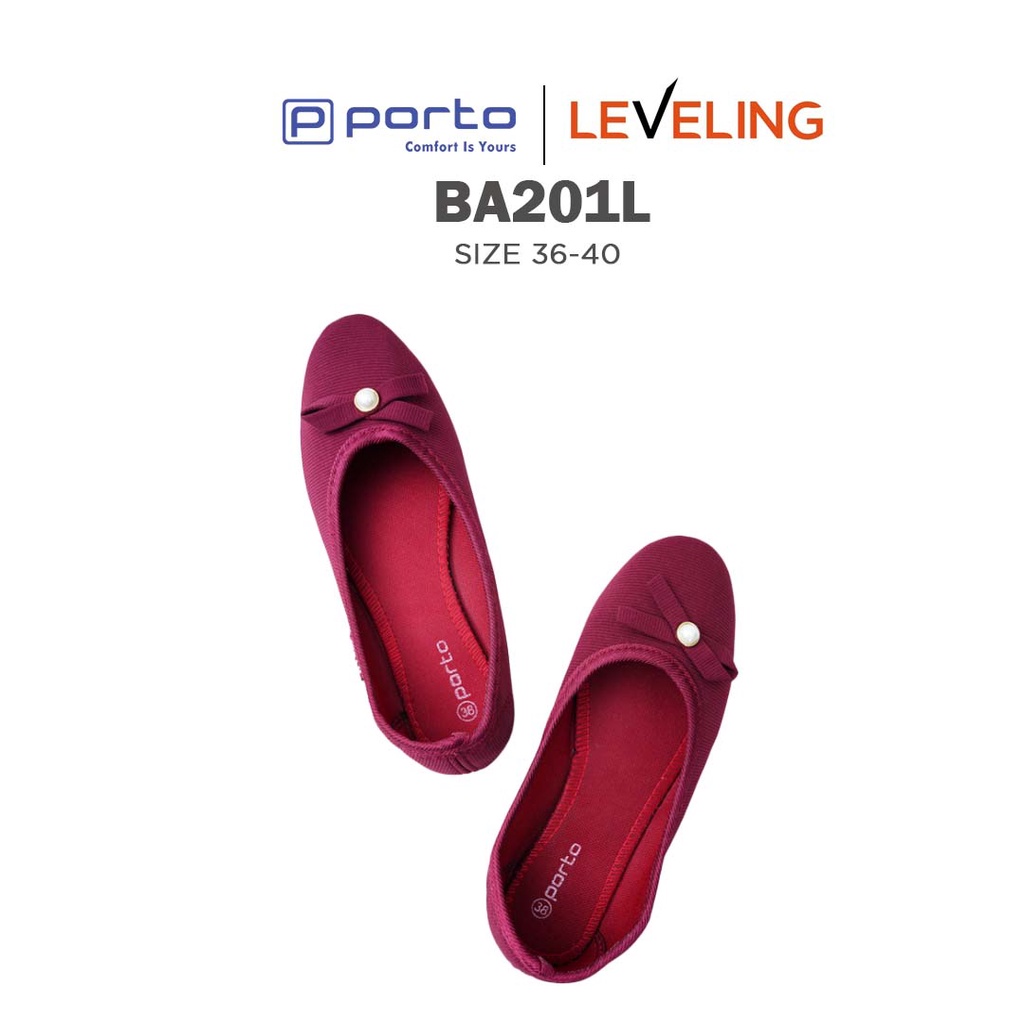 BA201L - Porto Leveling Sepatu Wanita Flatshoes Casual Balet Kain Empuk Original Porto Lady