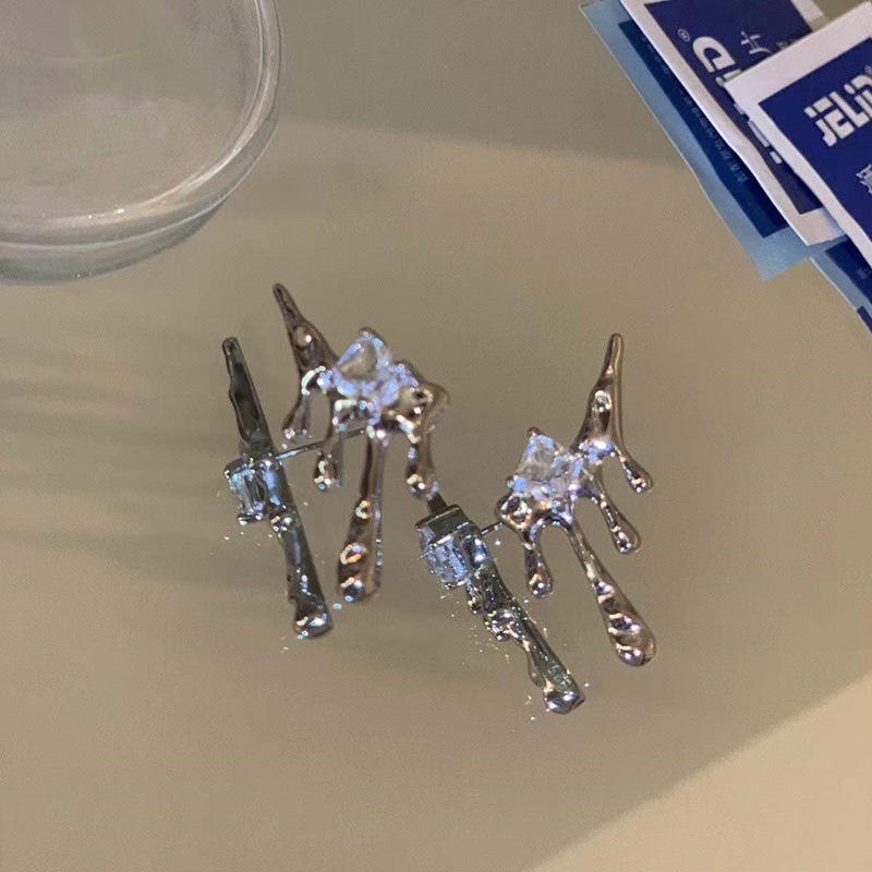 Anting Silver Needle Bentuk Water Drop Gaya Korea Untuk Wanita