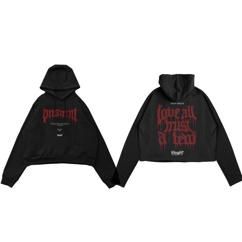 Sweater Hoodie Crop Punishment Love All Must Unisex Black