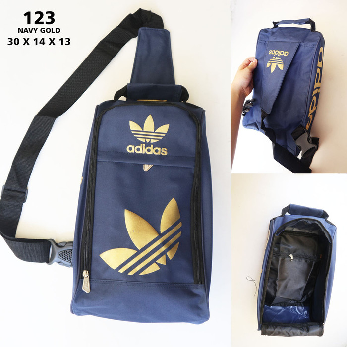 TAS SEPATU PRIA ADIDAS 123 NAVY GOLD - TAS OLAHRAGA MURAH