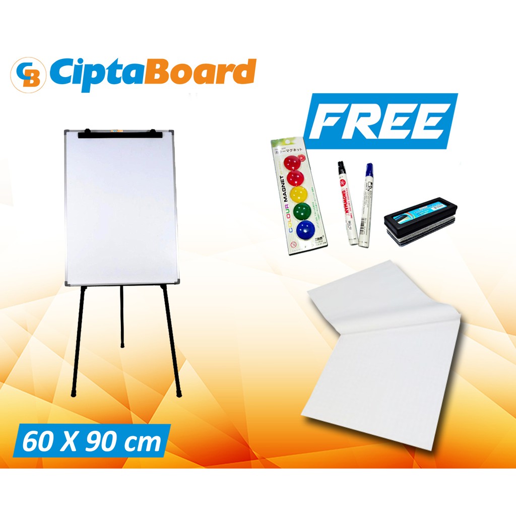 

Flipchart Cipta 60 x 90cm + Kertas Flipchart + Spidol + Penghapus (Khusus GOJEK)