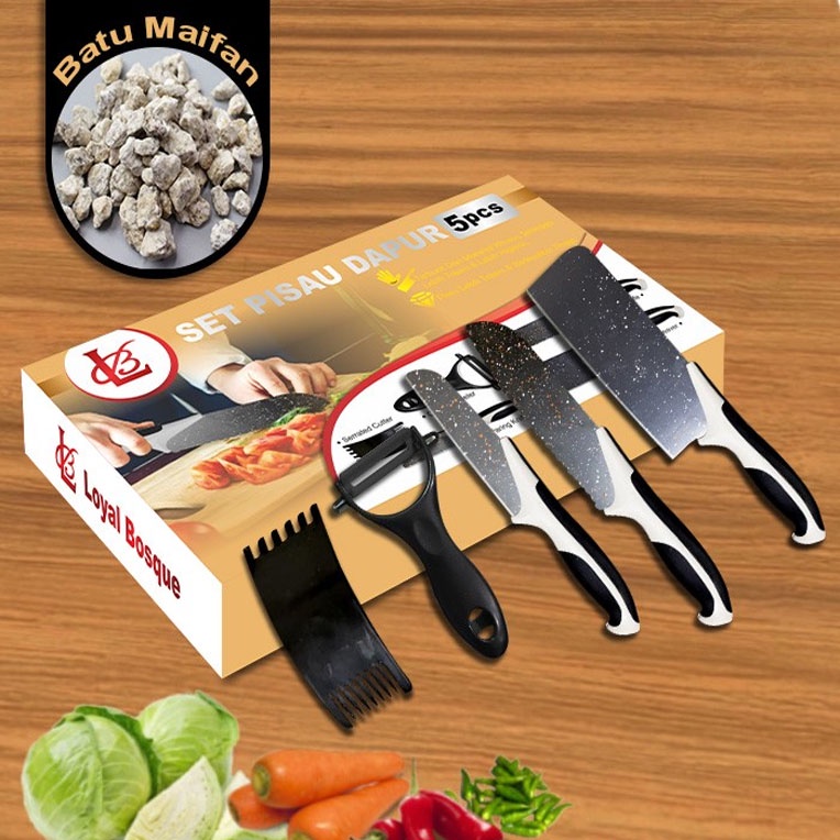 Hobby Shopping - Set Pisau Dapur isi 5 pcs Pisau Dapur + Peeler Hitam