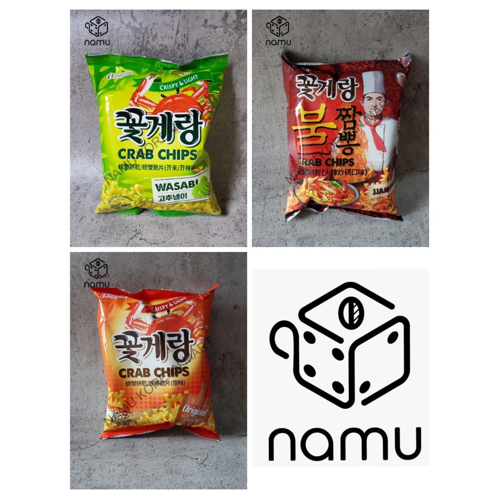 

Binggrae Crab Chips 70gr / Crab Chips Original, Wasabi, Jjampong / Snack Korea