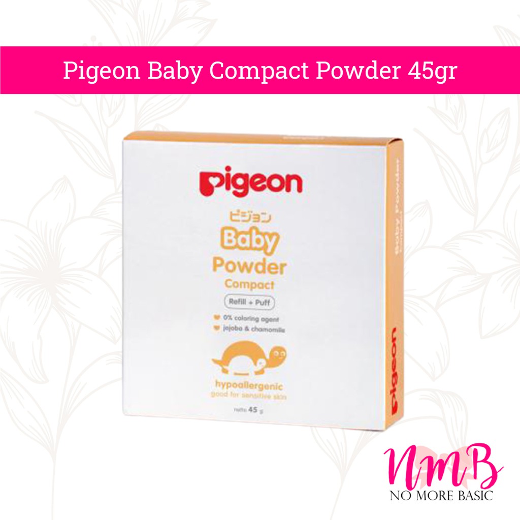 PIGEON Bedak Padat Bayi - Baby Compact Powder Cake Chamomile White 45Gr Gram With Case