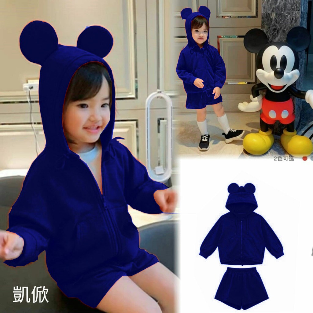 Baju Setelan anak Miky 05 Baju Anak Perempuan Setelan Jaket Hoodie &amp; Celana Pendek MS