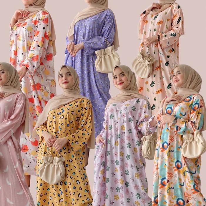 ♦ Gamis Dress Daster Orina Lengan Panjang Bahan Rayon Adem Halus LD 120 PB 130CM ♞