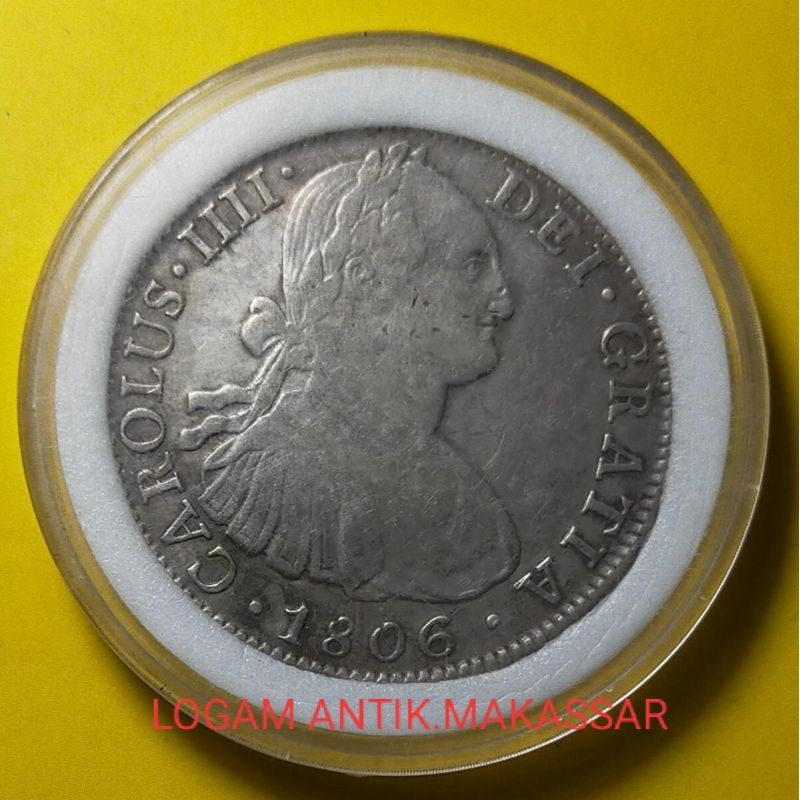 UANG KOIN KUNO/KOIN PERAK/SILVER COIN HISPAN CAROLUS TAHUN 1806