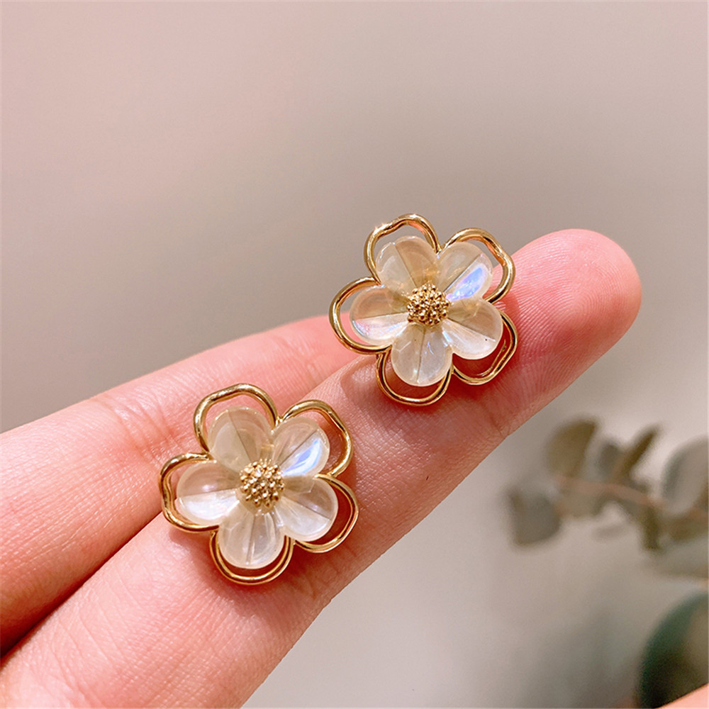 【1 Pasang】Korea Ins Temperamen Anting Bunga Sederhana # Aksesoris Fashion Wanita # Stud-6