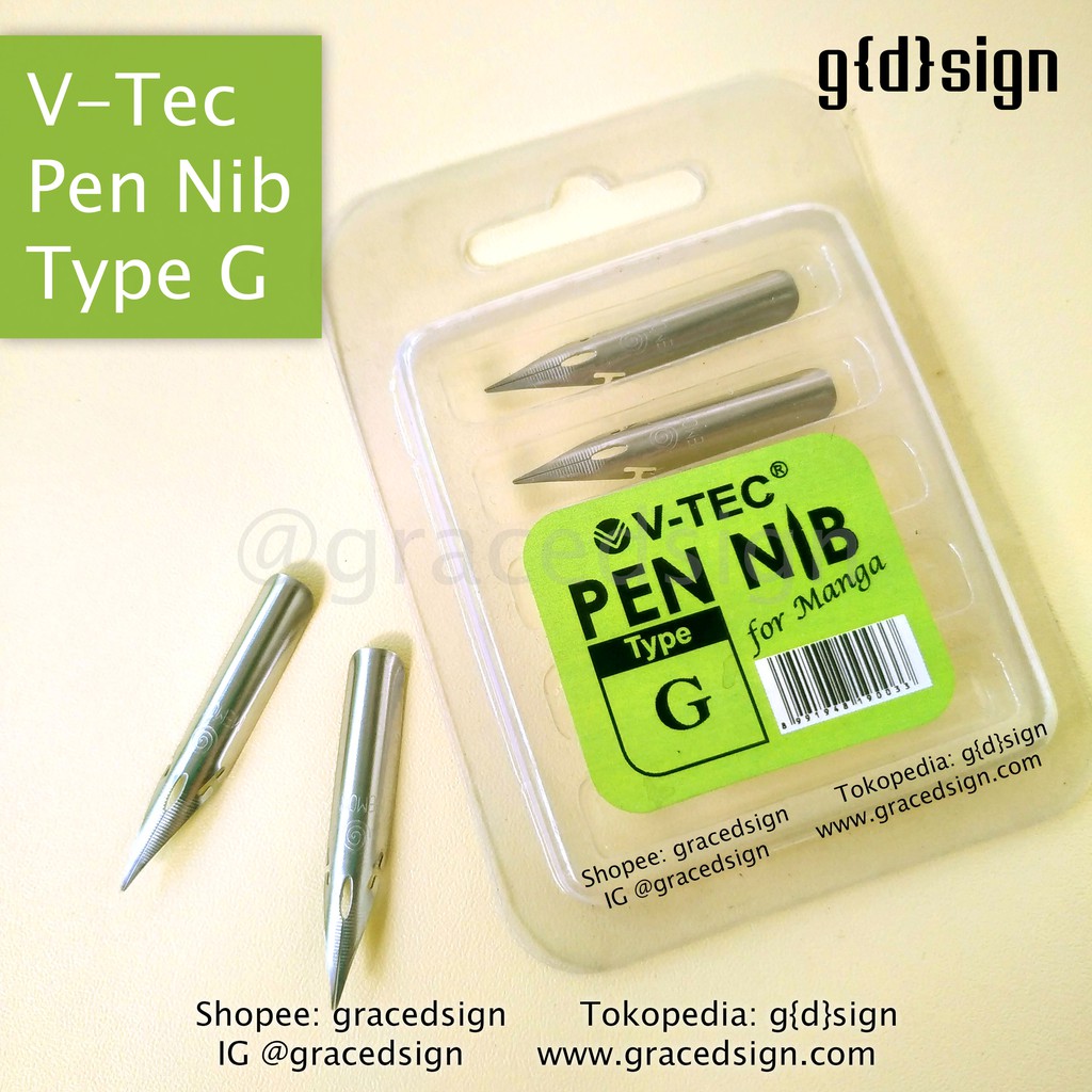 V-Tec Comic & Calligraphy Nib Type G Satuan Dip Pen Nib Kaligrafi Pulpen Kaligrafi