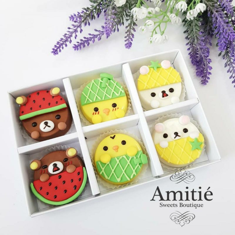 

Coklat Oreo Rilakkuma (A) - 1 Box isi 6 / Coklat Karakter / Birthday Gift