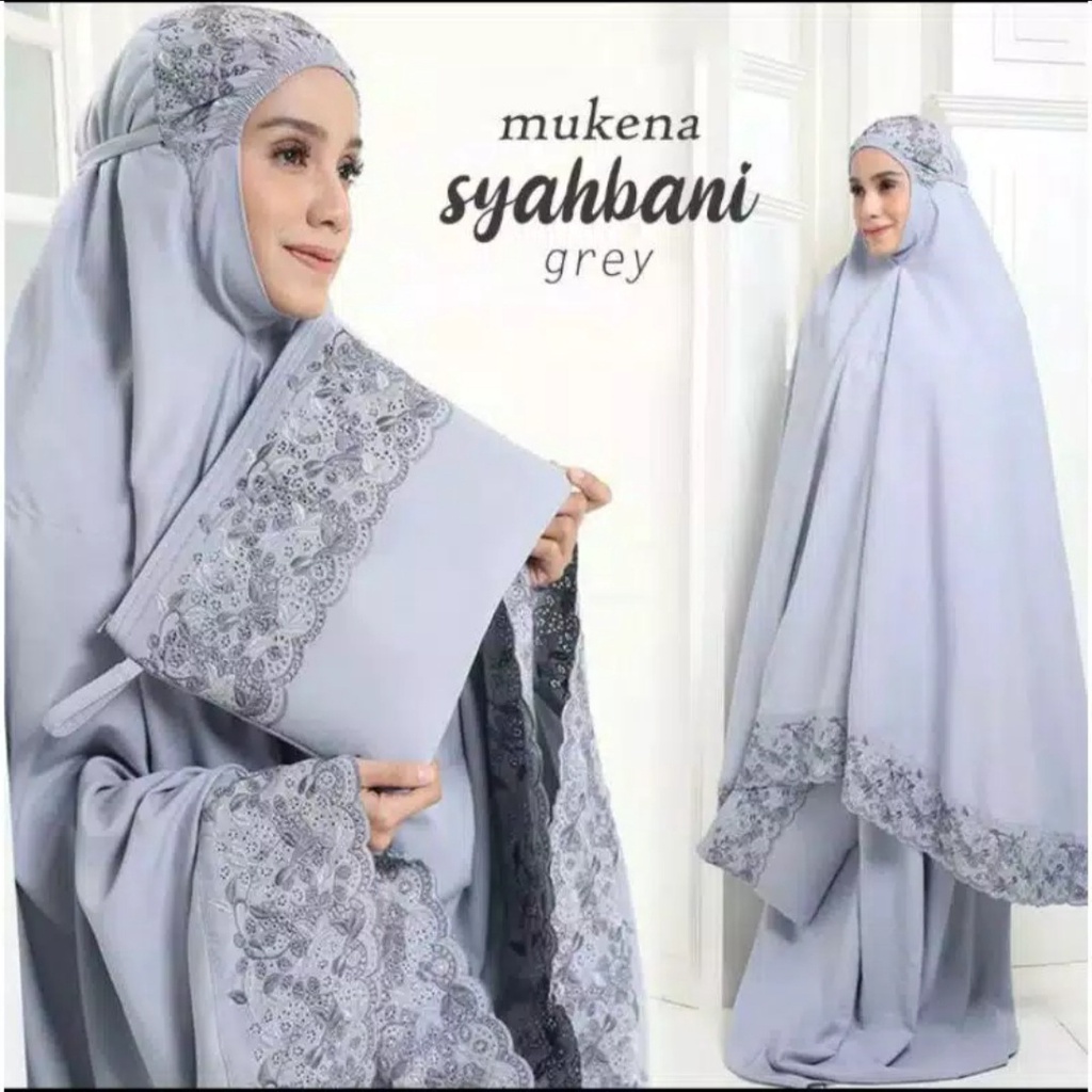 mukena dewasa syahbani tas khadijah katun bordir jumbo adem floraleena mukena khadijah renda twotone syahbani