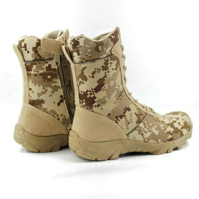 Sepatu boots pria safety ujung besi sepatu army tentara ...