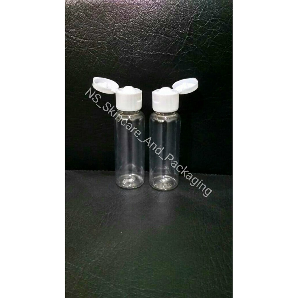 Botol Fliptop 30ml / Botol PET 30 ml Natural Fliptop ( Tutup Putih )