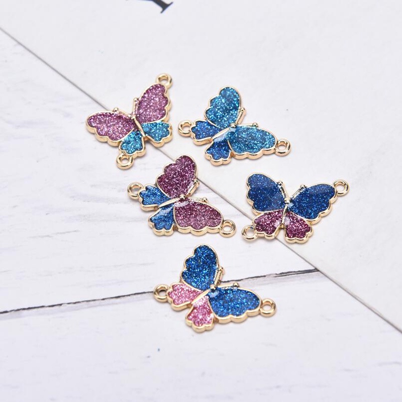 10pcs / Kantong Liontin Enamel Bentuk Kupu-Kupu Untuk DIY Perhiasan