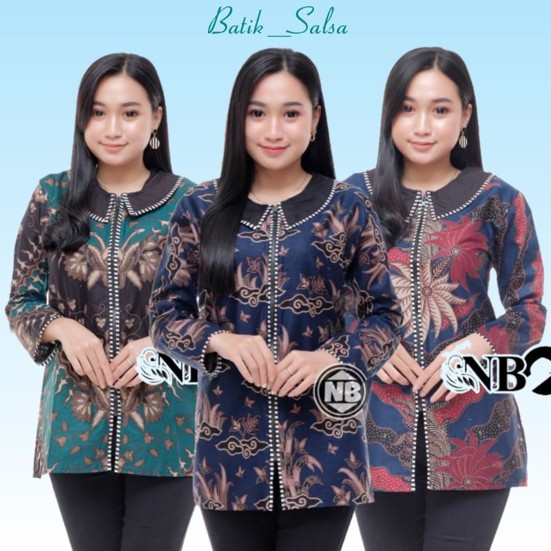 Atasan Batik Batik Atasan Wanita Dewasa Blus Batik Ziper Depan Busui Model Trend 2021