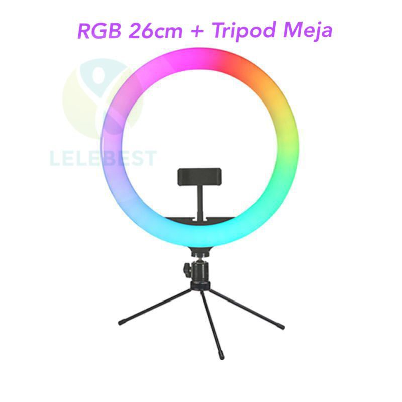 Paket RGB Ringlight 26CM + Tripod Meja Lampu Ringlight