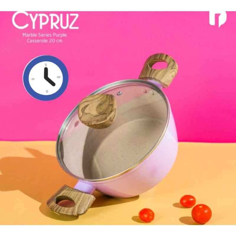 Cypruz Panci Casserol - Panci Anti Lengket - Pan Anti Lengket Marble Diameter 20 Cm Warna Ungu